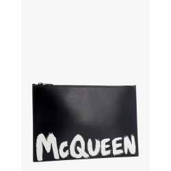 Leather clutch with mcqueen graffiti logo