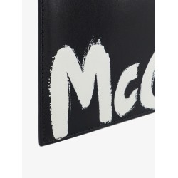 Leather clutch with mcqueen graffiti logo