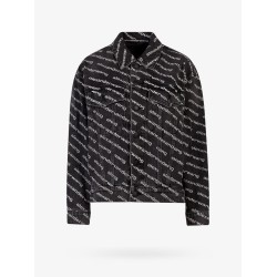 Denim jacket with all-over logo