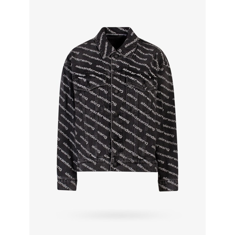 Denim jacket with all-over logo