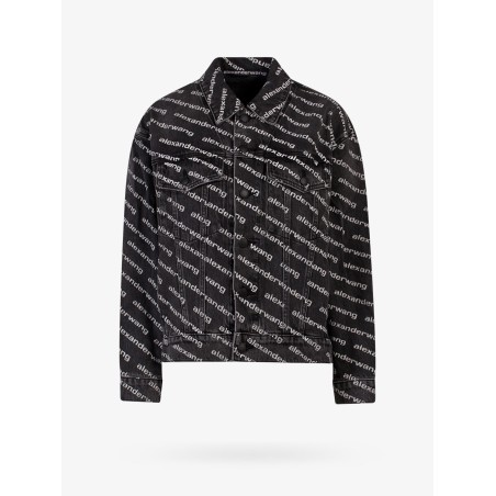 Denim jacket with all-over logo