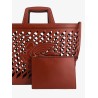 Perforated leather handbag