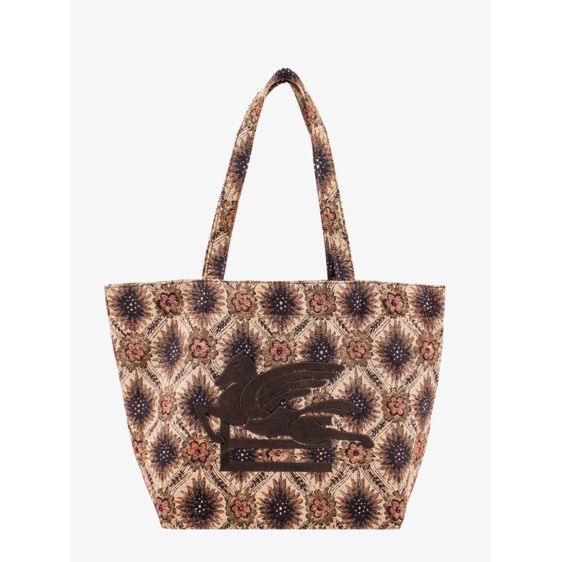 Fabric shopping bag with pegasus embossed maxi embroidery