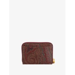 Paisley fabric card holder with embroidered etro pegaso logo
