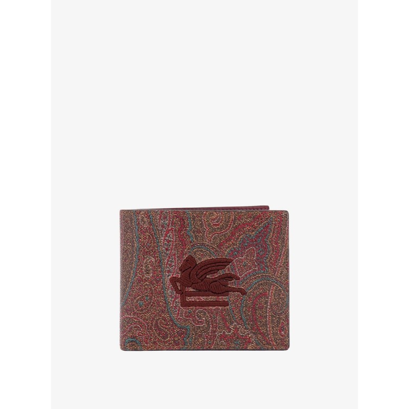 Coated canvas wallet with paisley motif