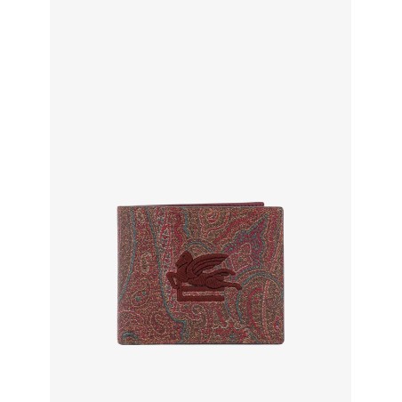 Coated canvas wallet with paisley motif
