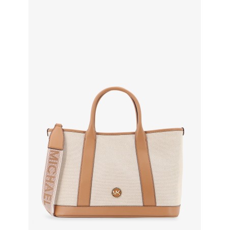 Luisa canvas and leather handbag with frontal monogram