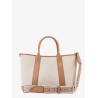 Luisa canvas and leather handbag with frontal monogram
