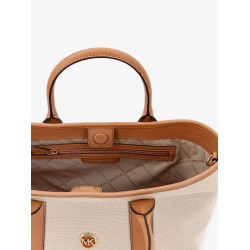 Luisa canvas and leather handbag with frontal monogram