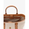 Luisa canvas and leather handbag with frontal monogram