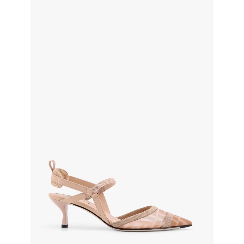 Colibrì leather and mesh slingback with FF motif