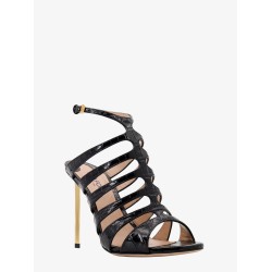 Leather sandals with croco print