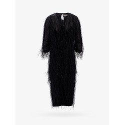 Viscose and silk dress with rafia details