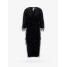 Viscose and silk dress with rafia details