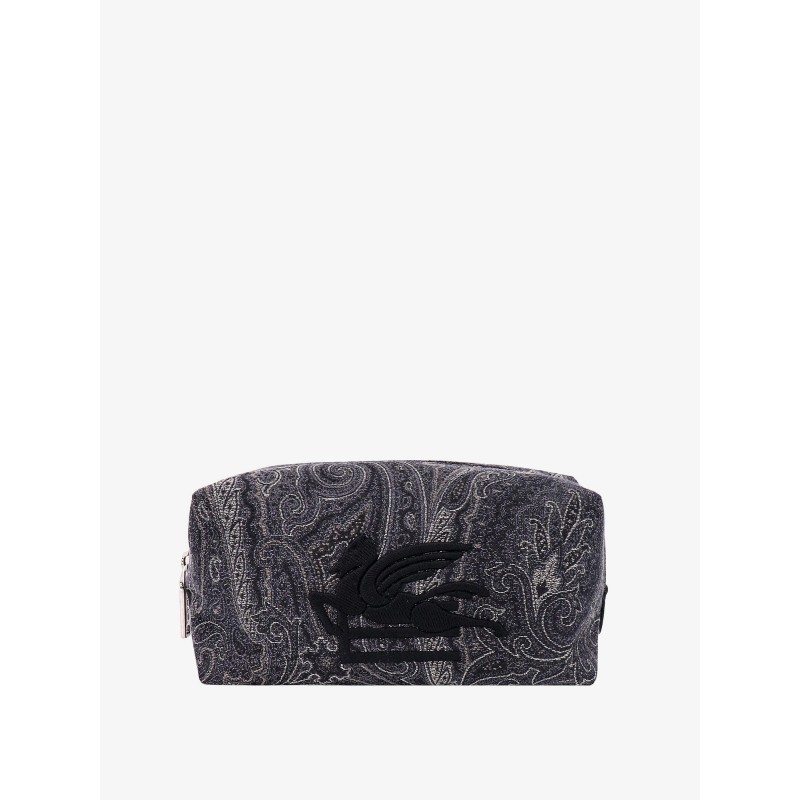 Coated canvas beauty case with paisley motif