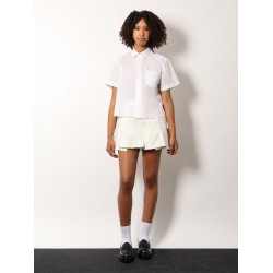 Cotton shirt with pleated insert on the back