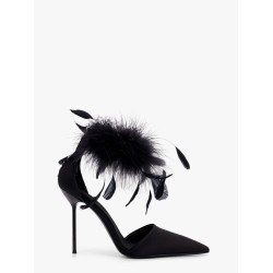 Lidia satin sandals with feather detail