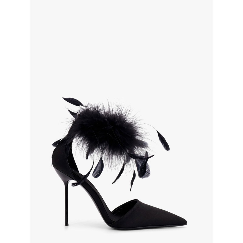 Lidia satin sandals with feather detail