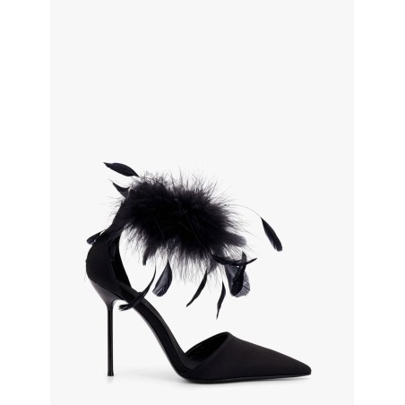 Lidia satin sandals with feather detail