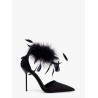 Lidia satin sandals with feather detail