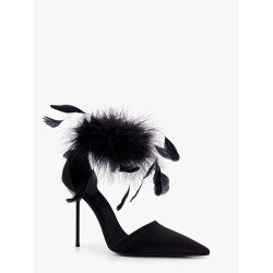 Lidia satin sandals with feather detail