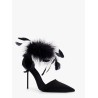 Lidia satin sandals with feather detail