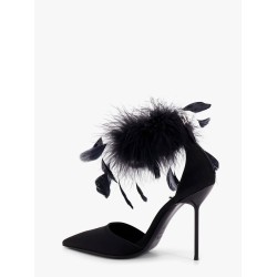 Lidia satin sandals with feather detail
