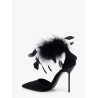 Lidia satin sandals with feather detail