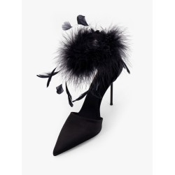 Lidia satin sandals with feather detail