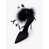 Lidia satin sandals with feather detail
