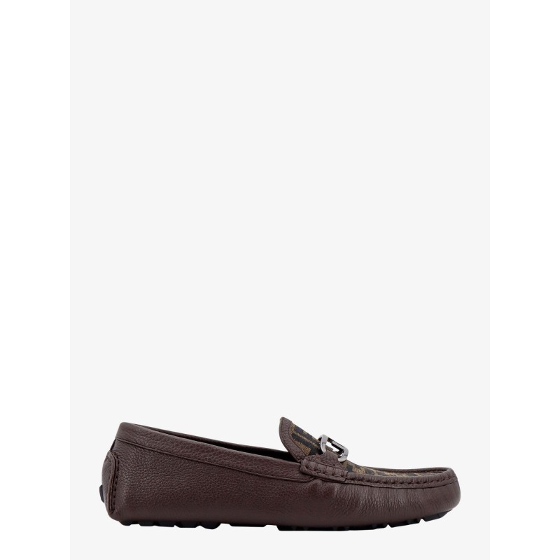 Leather sneakers with ff insert