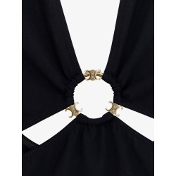 Nylon one-piece swimsuit with frontal ring