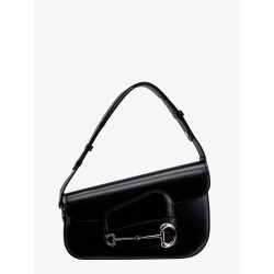 Leather shoulder bag with iconic frontal horsebit