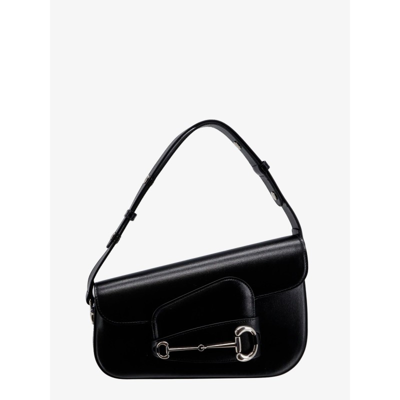 Leather shoulder bag with iconic frontal horsebit