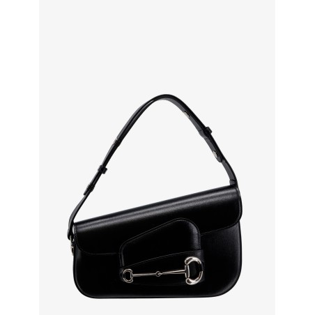 Leather shoulder bag with iconic frontal horsebit