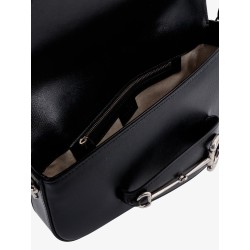 Leather shoulder bag with iconic frontal horsebit