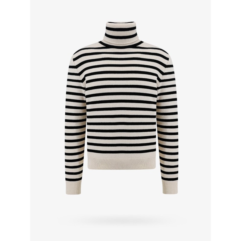 Wool and cashmer sweater with striped motif
