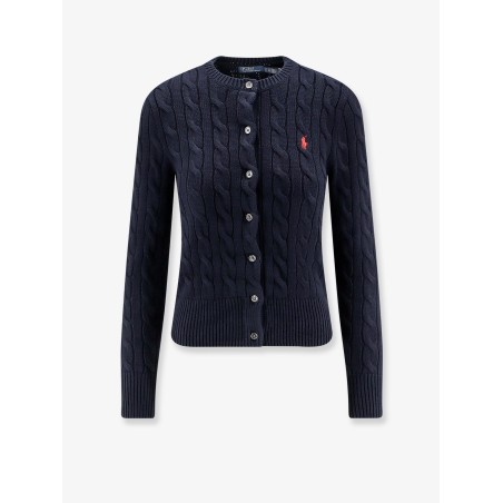 Cotton cardigan with contrasting logo