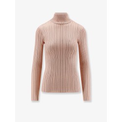 Metallic fabric turtleneck sweater