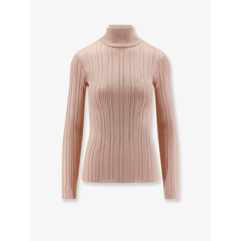 Metallic fabric turtleneck sweater
