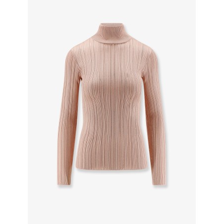 Metallic fabric turtleneck sweater