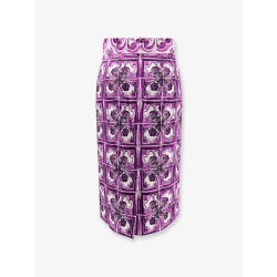 Maiolica silk pencil skirt