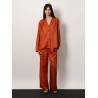 Silk trousers with monogram logo embroidery