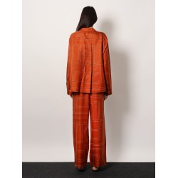 Silk trousers with monogram logo embroidery