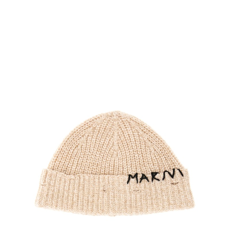 BEANIE HAT WITH "MARNI MENDING" EMBROIDERY