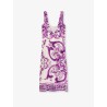 Silk midi pencil dress with Maiolica print