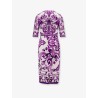 Silk midi pencil dress with Maiolica print