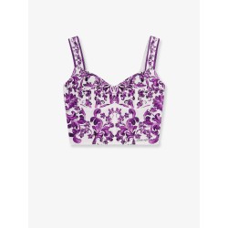 Cotton blend bustier top with Maiolica print