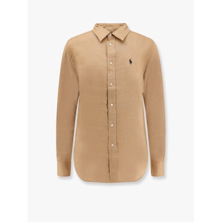 Linen shirt with logo embroidery