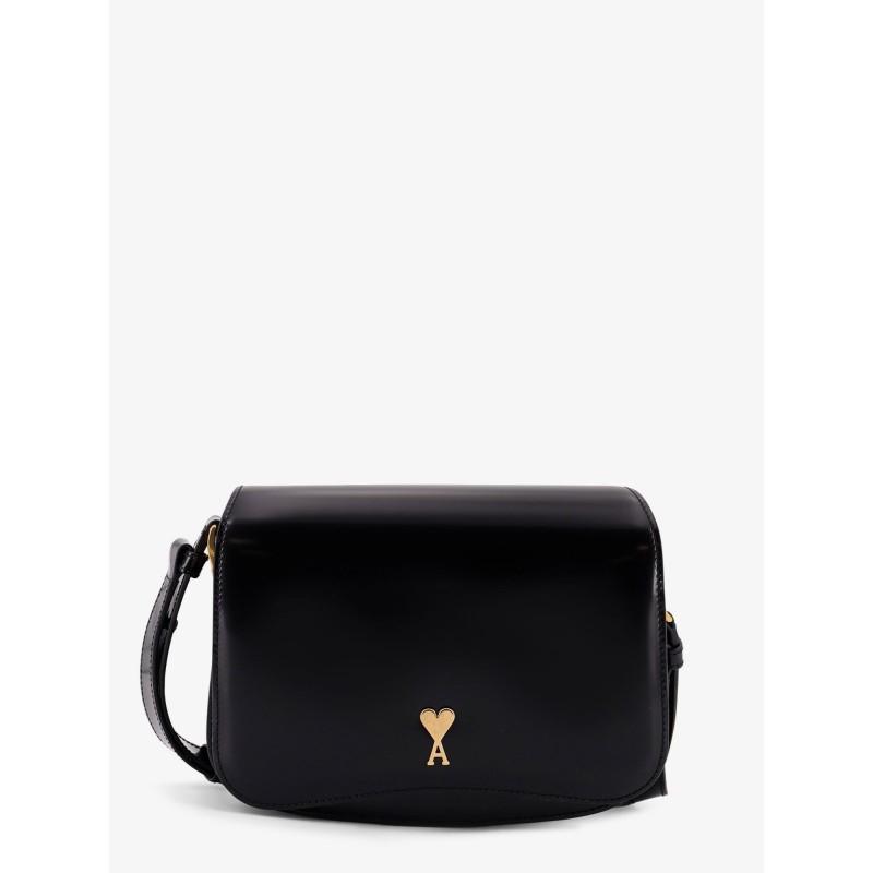 Leather shoulder bag with logo monogram